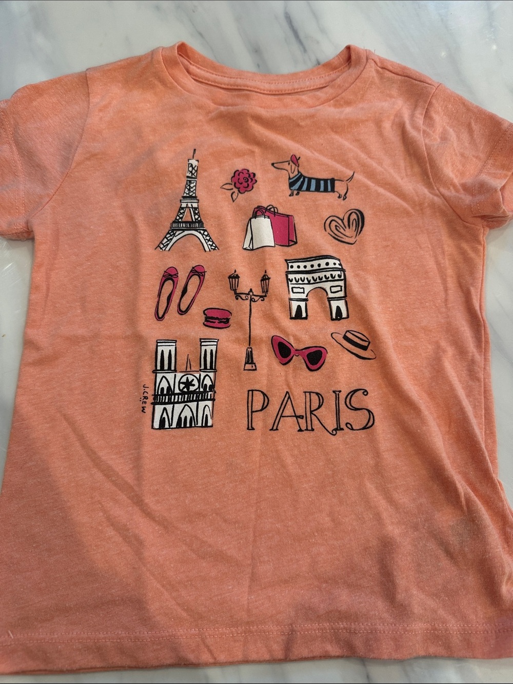 Crewcuts sz xxs orange Paris t-shirt